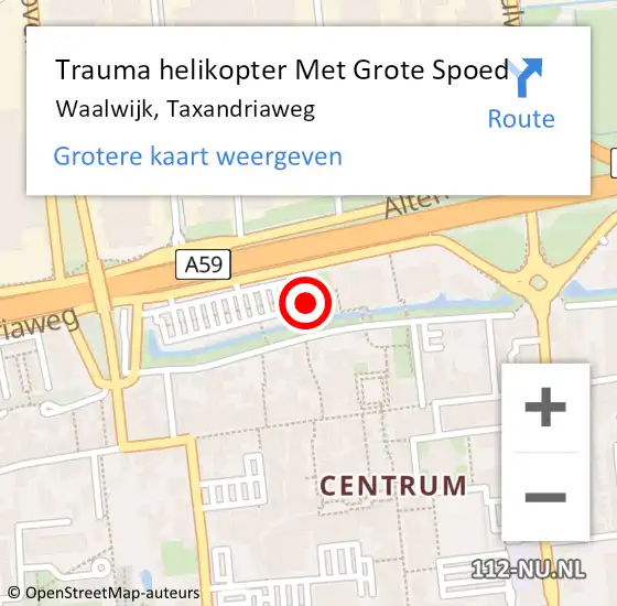 Locatie op kaart van de 112 melding: Trauma helikopter Met Grote Spoed Naar Waalwijk, Taxandriaweg op 10 december 2021 09:13