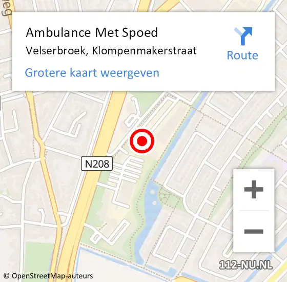 Locatie op kaart van de 112 melding: Ambulance Met Spoed Naar Velserbroek, Klompenmakerstraat op 1 juli 2014 20:39