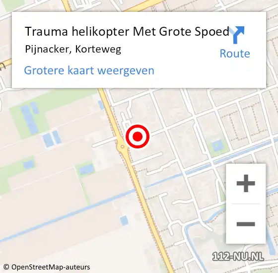 Locatie op kaart van de 112 melding: Trauma helikopter Met Grote Spoed Naar Pijnacker, Korteweg op 10 december 2021 10:20