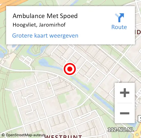 Locatie op kaart van de 112 melding: Ambulance Met Spoed Naar Hoogvliet, Jaromirhof op 10 december 2021 10:38