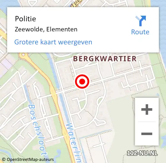 Locatie op kaart van de 112 melding: Politie Zeewolde, Elementen op 10 december 2021 10:51