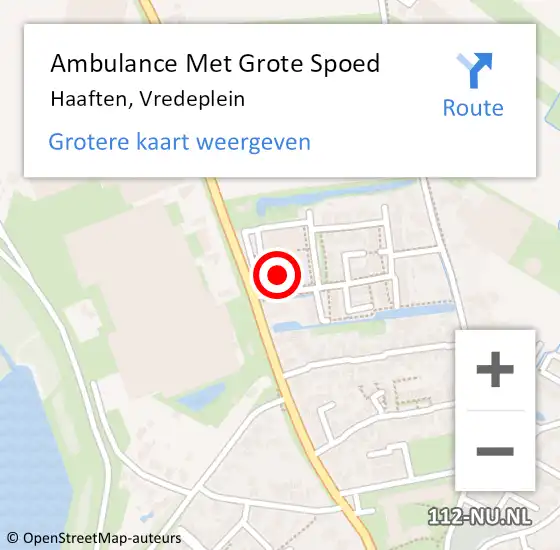 Locatie op kaart van de 112 melding: Ambulance Met Grote Spoed Naar Haaften, Vredeplein op 10 december 2021 11:09