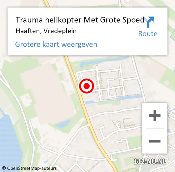 Locatie op kaart van de 112 melding: Trauma helikopter Met Grote Spoed Naar Haaften, Vredeplein op 10 december 2021 11:10