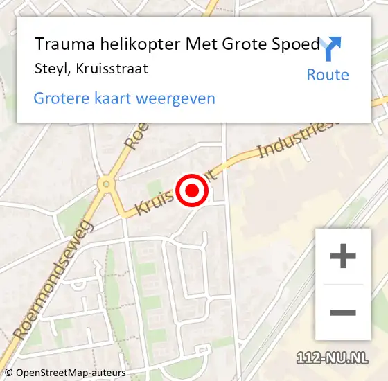 Locatie op kaart van de 112 melding: Trauma helikopter Met Grote Spoed Naar Steyl, Kruisstraat op 10 december 2021 11:18