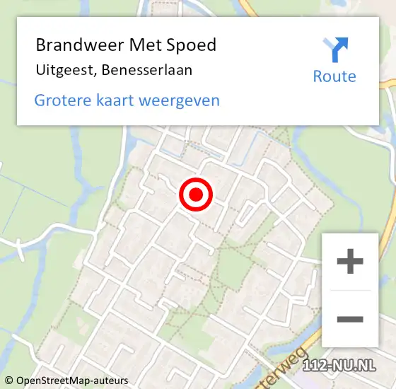 Locatie op kaart van de 112 melding: Brandweer Met Spoed Naar Uitgeest, Benesserlaan op 10 december 2021 11:24