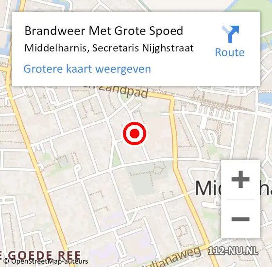 Locatie op kaart van de 112 melding: Brandweer Met Grote Spoed Naar Middelharnis, Secretaris Nijghstraat op 10 december 2021 11:28