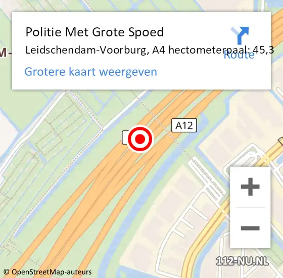 Locatie op kaart van de 112 melding: Politie Met Grote Spoed Naar Leidschendam-Voorburg, A4 hectometerpaal: 45,3 op 10 december 2021 11:33