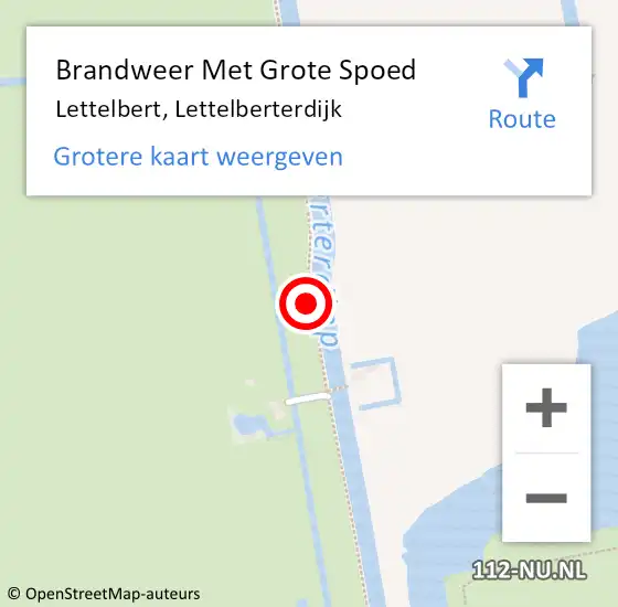 Locatie op kaart van de 112 melding: Brandweer Met Grote Spoed Naar Lettelbert, Lettelberterdijk op 10 december 2021 11:53