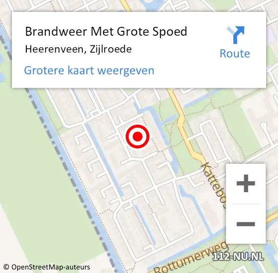 Locatie op kaart van de 112 melding: Brandweer Met Grote Spoed Naar Heerenveen, Zijlroede op 10 december 2021 11:57