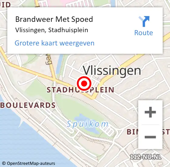 Locatie op kaart van de 112 melding: Brandweer Met Spoed Naar Vlissingen, Stadhuisplein op 10 december 2021 12:22