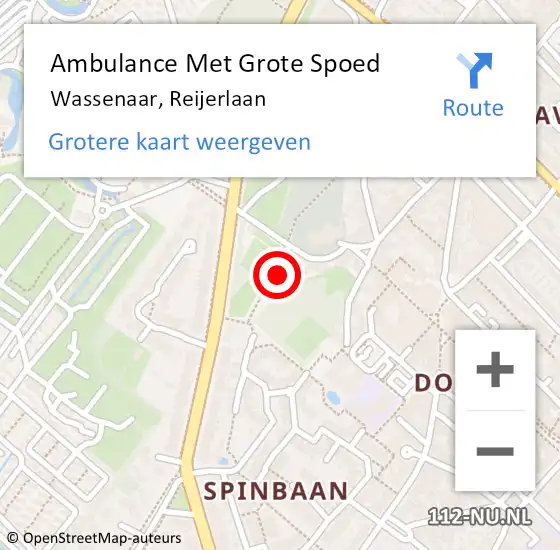 Locatie op kaart van de 112 melding: Ambulance Met Grote Spoed Naar Wassenaar, Reijerlaan op 10 december 2021 12:39