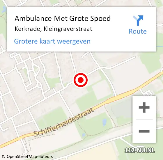 Locatie op kaart van de 112 melding: Ambulance Met Grote Spoed Naar Kerkrade, Kleingraverstraat op 10 december 2021 12:41