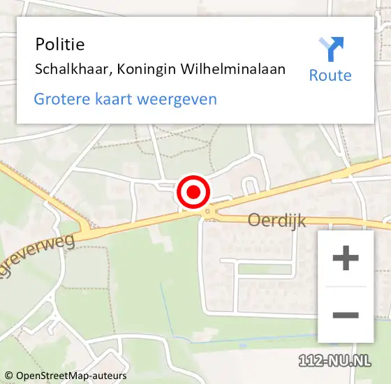 Locatie op kaart van de 112 melding: Politie Schalkhaar, Koningin Wilhelminalaan op 10 december 2021 12:49