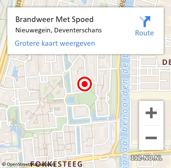 Locatie op kaart van de 112 melding: Brandweer Met Spoed Naar Nieuwegein, Deventerschans op 10 december 2021 13:06