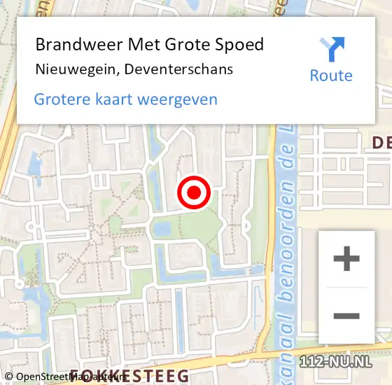 Locatie op kaart van de 112 melding: Brandweer Met Grote Spoed Naar Nieuwegein, Deventerschans op 10 december 2021 13:07