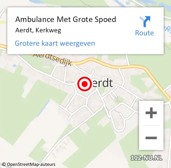 Locatie op kaart van de 112 melding: Ambulance Met Grote Spoed Naar Aerdt, Kerkweg op 10 december 2021 13:10
