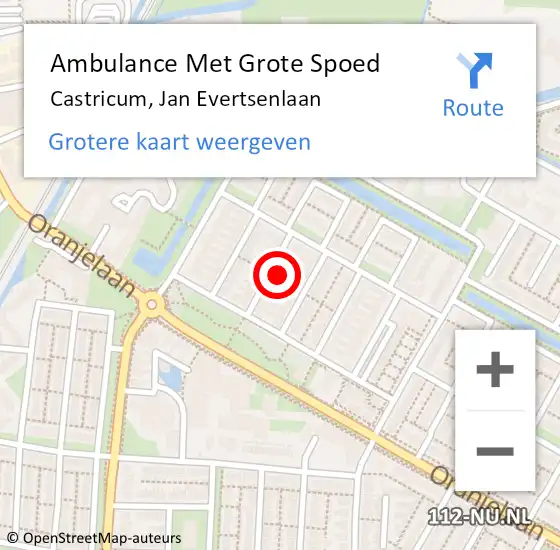 Locatie op kaart van de 112 melding: Ambulance Met Grote Spoed Naar Castricum, Jan Evertsenlaan op 10 december 2021 13:31