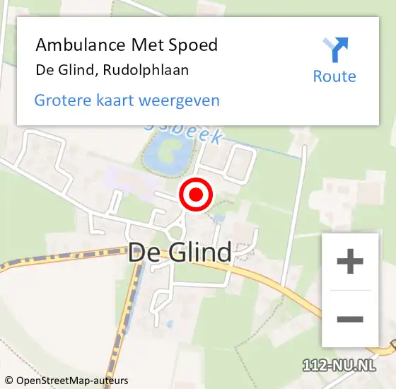 Locatie op kaart van de 112 melding: Ambulance Met Spoed Naar De Glind, Rudolphlaan op 10 december 2021 13:33