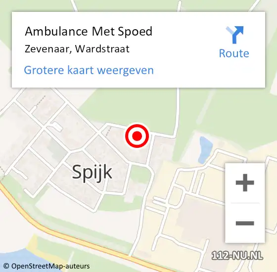 Locatie op kaart van de 112 melding: Ambulance Met Spoed Naar Zevenaar, Wardstraat op 10 december 2021 13:45