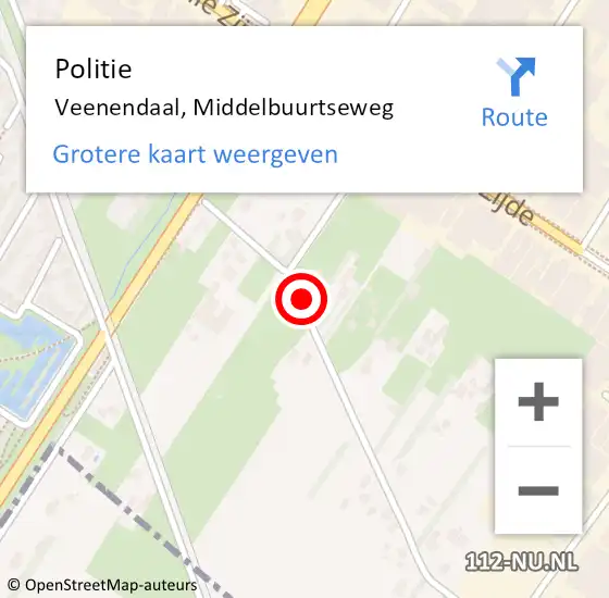 Locatie op kaart van de 112 melding: Politie Veenendaal, Middelbuurtseweg op 10 december 2021 14:15