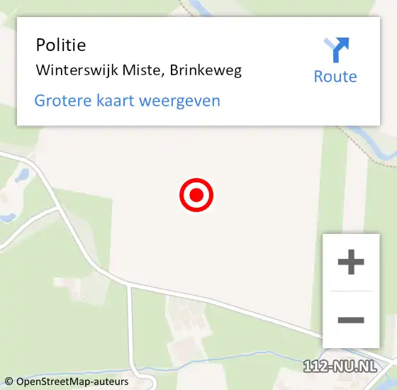 Locatie op kaart van de 112 melding: Politie Winterswijk Miste, Brinkeweg op 10 december 2021 14:17
