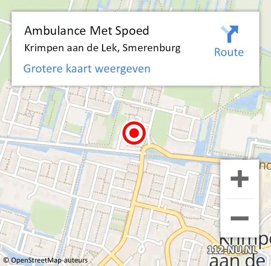 Locatie op kaart van de 112 melding: Ambulance Met Spoed Naar Krimpen aan de Lek, Smerenburg op 10 december 2021 14:22