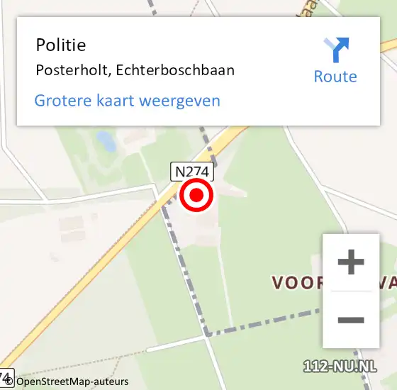 Locatie op kaart van de 112 melding: Politie Posterholt, Echterboschbaan op 10 december 2021 14:30