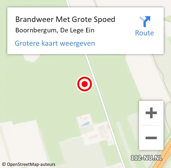 Locatie op kaart van de 112 melding: Brandweer Met Grote Spoed Naar Boornbergum, De Lege Ein op 10 december 2021 14:33