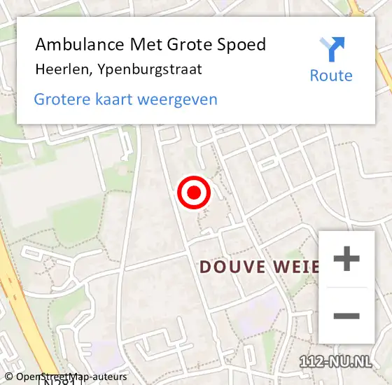 Locatie op kaart van de 112 melding: Ambulance Met Grote Spoed Naar Heerlen, Ypenburgstraat op 10 december 2021 14:38