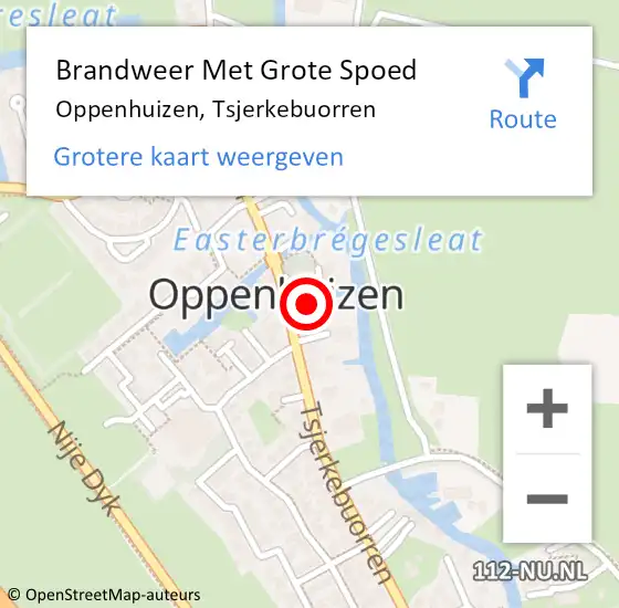 Locatie op kaart van de 112 melding: Brandweer Met Grote Spoed Naar Oppenhuizen, Tsjerkebuorren op 10 december 2021 14:40