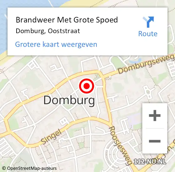 Locatie op kaart van de 112 melding: Brandweer Met Grote Spoed Naar Domburg, Ooststraat op 10 december 2021 14:44