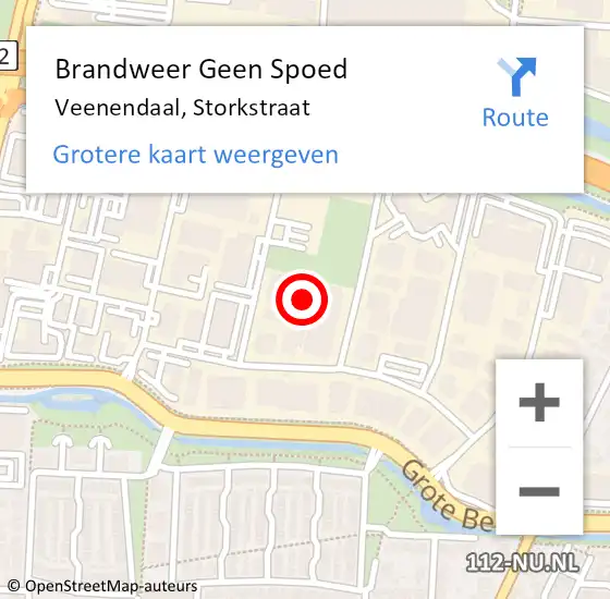 Locatie op kaart van de 112 melding: Brandweer Geen Spoed Naar Veenendaal, Storkstraat op 10 december 2021 14:45