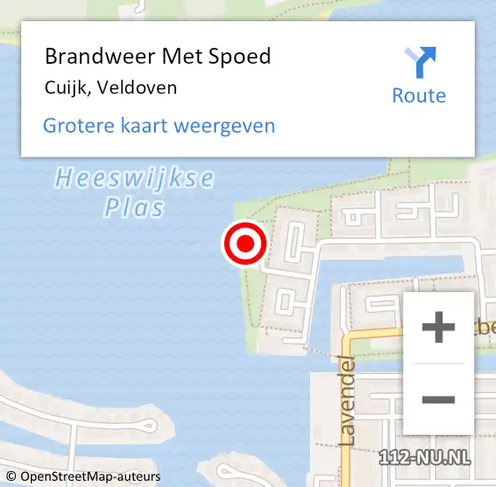 Locatie op kaart van de 112 melding: Brandweer Met Spoed Naar Cuijk, Veldoven op 10 december 2021 14:46