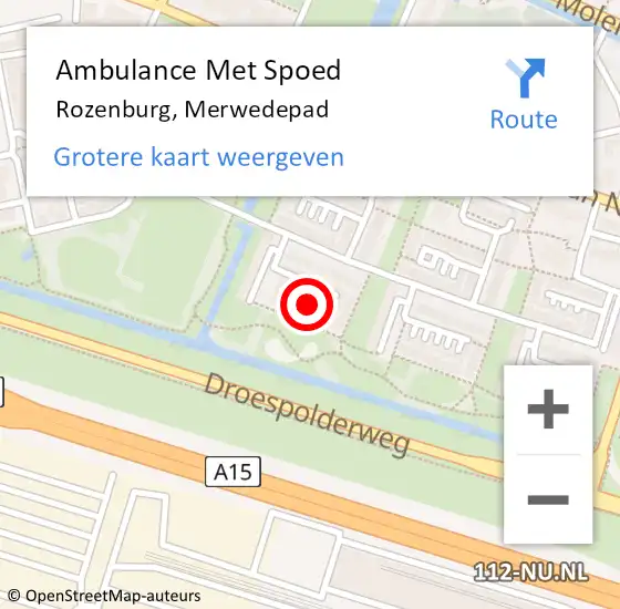 Locatie op kaart van de 112 melding: Ambulance Met Spoed Naar Rozenburg, Merwedepad op 10 december 2021 14:59