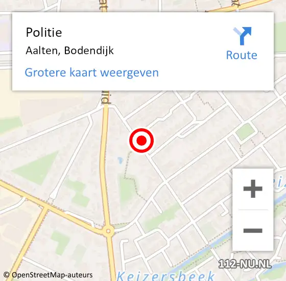 Locatie op kaart van de 112 melding: Politie Aalten, Bodendijk op 10 december 2021 14:59