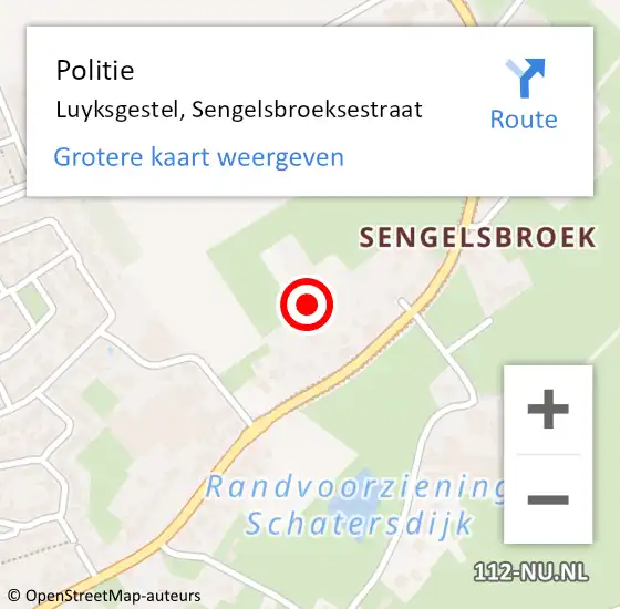 Locatie op kaart van de 112 melding: Politie Luyksgestel, Sengelsbroeksestraat op 10 december 2021 15:17