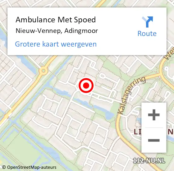 Locatie op kaart van de 112 melding: Ambulance Met Spoed Naar Nieuw-Vennep, Adingmoor op 10 december 2021 15:24