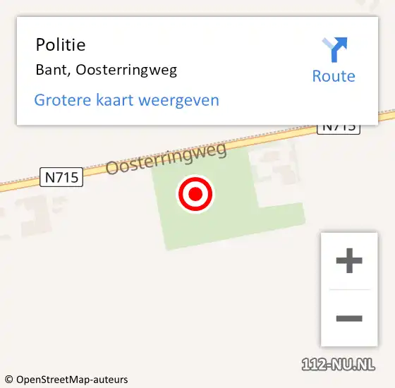 Locatie op kaart van de 112 melding: Politie Bant, Oosterringweg op 10 december 2021 15:25