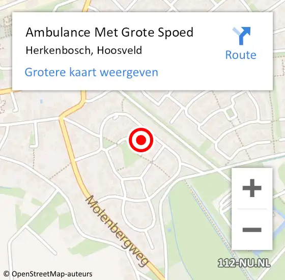 Locatie op kaart van de 112 melding: Ambulance Met Grote Spoed Naar Herkenbosch, Hoosveld op 10 december 2021 15:27