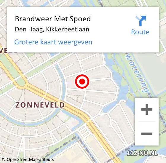 Locatie op kaart van de 112 melding: Brandweer Met Spoed Naar Den Haag, Kikkerbeetlaan op 10 december 2021 15:28