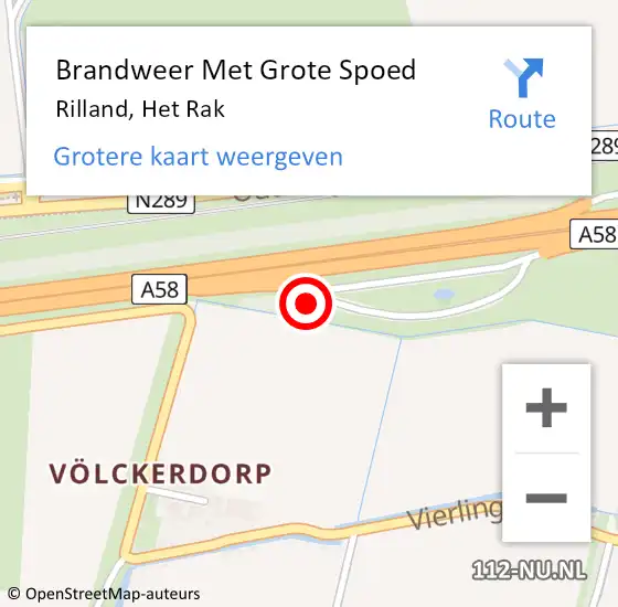 Locatie op kaart van de 112 melding: Brandweer Met Grote Spoed Naar Rilland, Het Rak op 10 december 2021 15:28