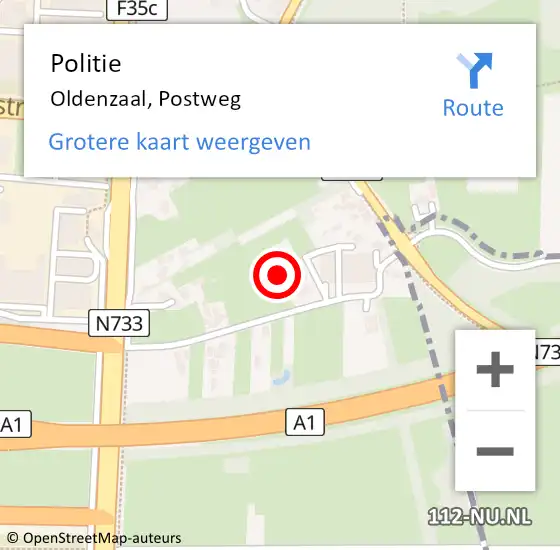 Locatie op kaart van de 112 melding: Politie Oldenzaal, Postweg op 10 december 2021 15:31