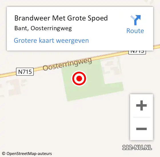 Locatie op kaart van de 112 melding: Brandweer Met Grote Spoed Naar Bant, Oosterringweg op 10 december 2021 15:36