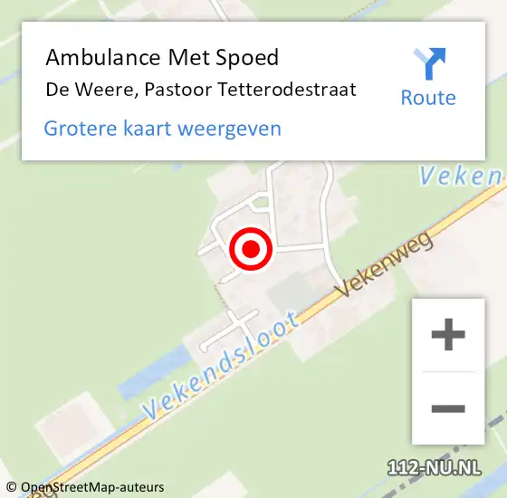 Locatie op kaart van de 112 melding: Ambulance Met Spoed Naar De Weere, Pastoor Tetterodestraat op 10 december 2021 16:27