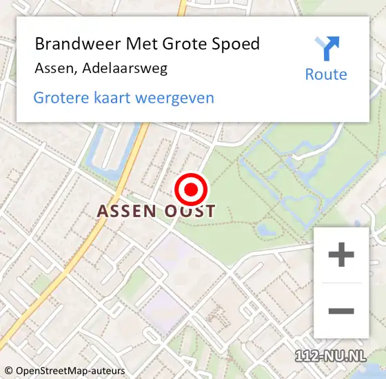 Locatie op kaart van de 112 melding: Brandweer Met Grote Spoed Naar Assen, Adelaarsweg op 7 oktober 2013 02:35