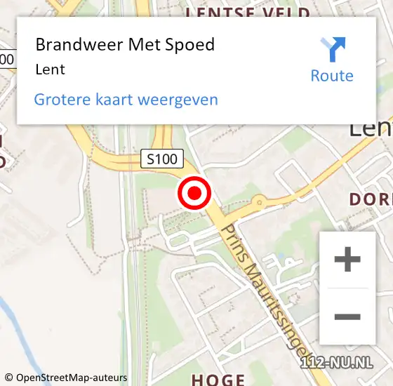 Locatie op kaart van de 112 melding: Brandweer Met Spoed Naar Lent op 10 december 2021 16:46