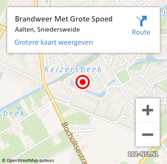 Locatie op kaart van de 112 melding: Brandweer Met Grote Spoed Naar Aalten, Sniedersweide op 10 december 2021 17:03