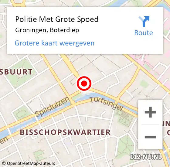 Locatie op kaart van de 112 melding: Politie Met Grote Spoed Naar Groningen, Boterdiep op 10 december 2021 17:03