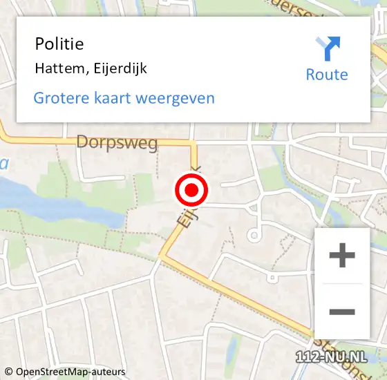 Locatie op kaart van de 112 melding: Politie Hattem, Eijerdijk op 10 december 2021 17:09