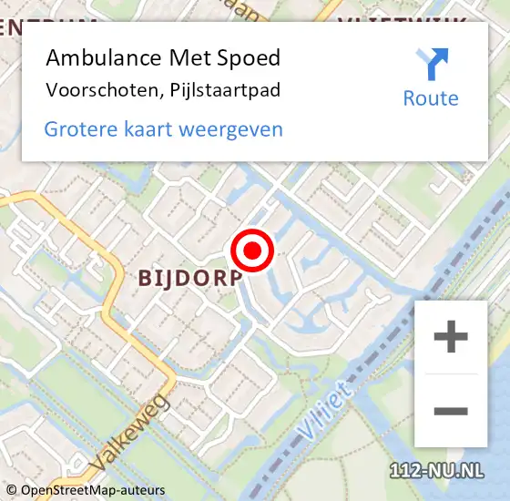 Locatie op kaart van de 112 melding: Ambulance Met Spoed Naar Voorschoten, Pijlstaartpad op 1 juli 2014 21:43